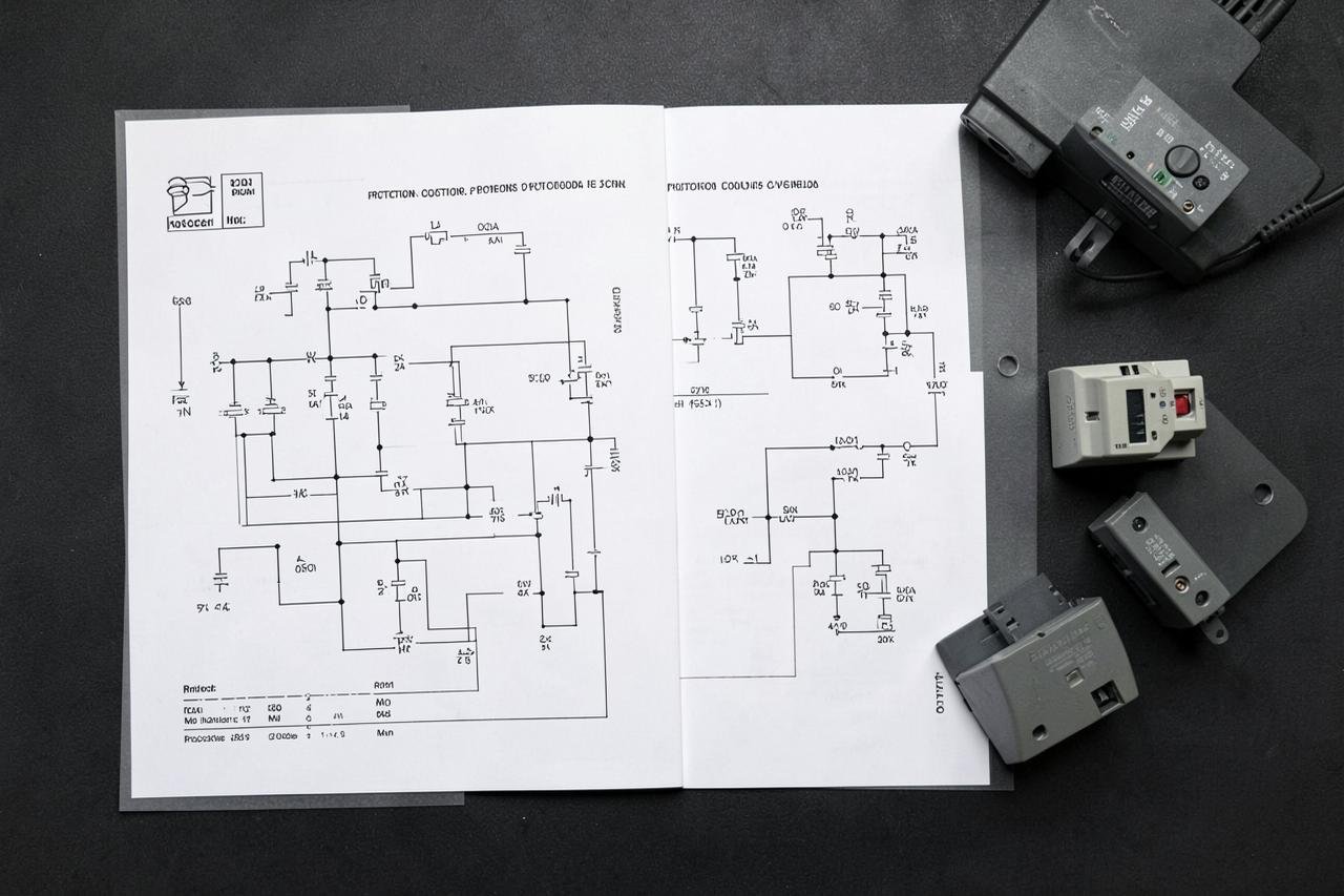 Diagramas elétricos, relés e disjuntores utilizados em estudos de proteção e seletividade (imagem ilustrativa)